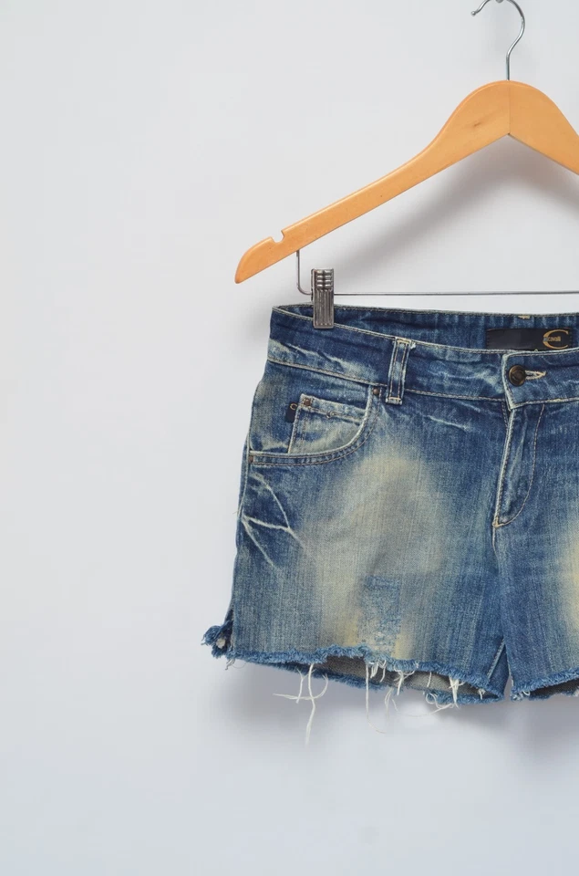 Mini Pantalones Cortos Roberto Just Cavalli Vintage Para Mujer Azul Denim Talla 40 Hechos en Italia Foto 4 de 4