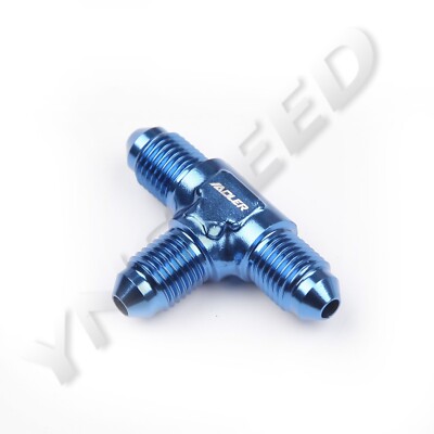 US SHIP AN3 x 3AN x AN-3 Male Flare Aluminum Tee T-piece Fitting Adapter Blue