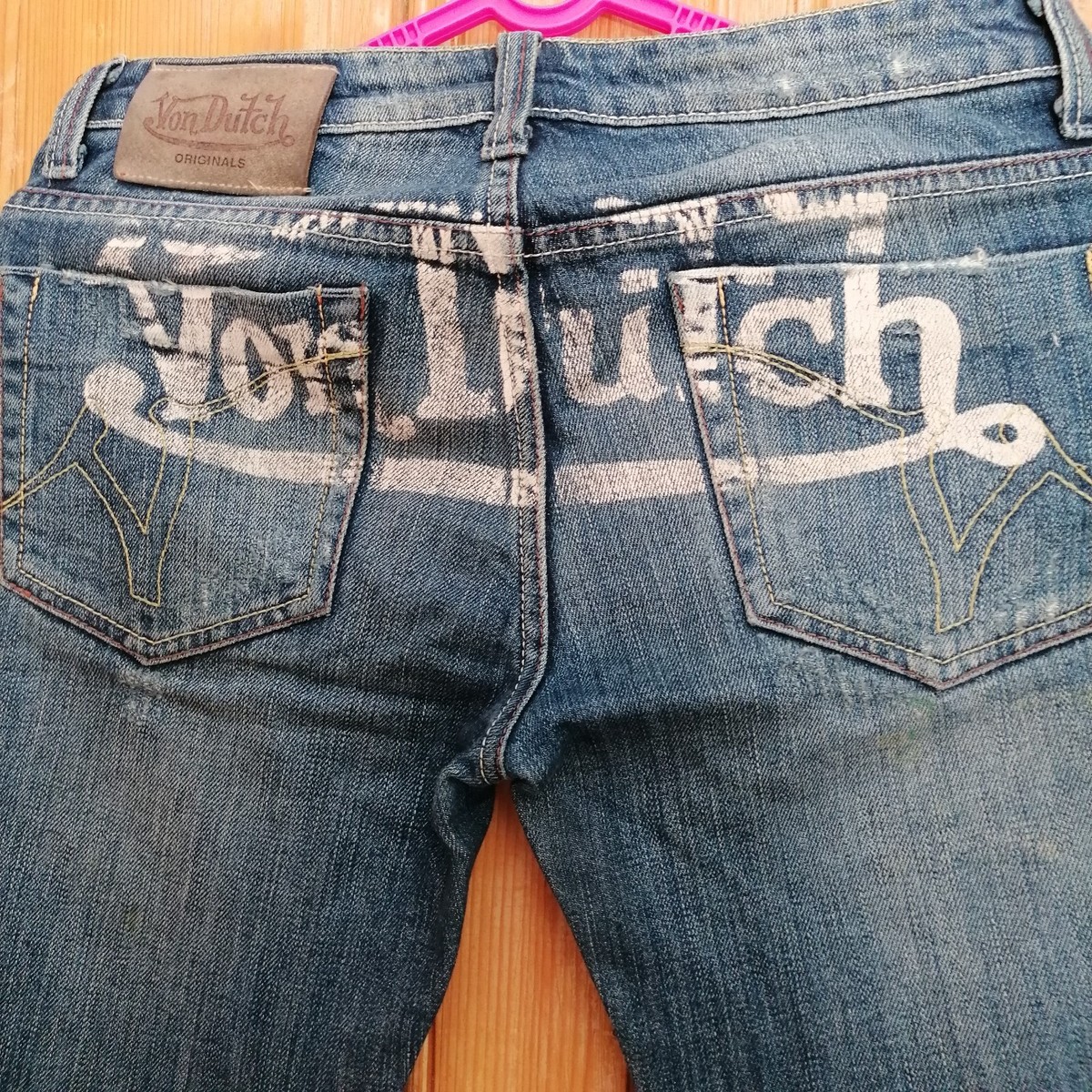 Von Dutch Vintage Y2k Iconic LOGO Low Rise blue jeans capri