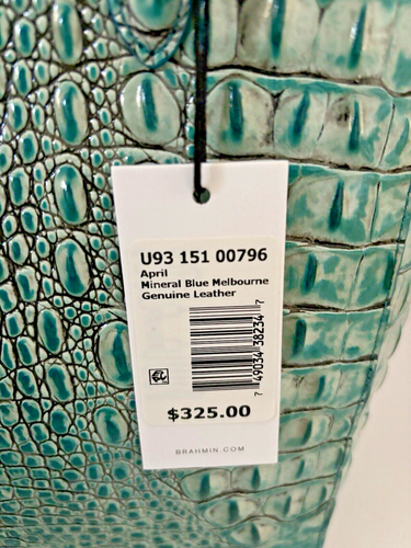 Brahmin April MINERALBLAU Melbourne Leder Beuteltasche Tasche Handtasche groß Kroko Neu mit Etikett - Bild 12 von 17