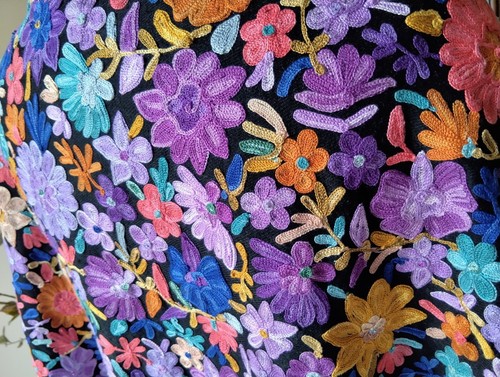 Floral Hand Embroidered Red Maroon 100% Cashmere Scarf Kashmiri Pashmina Shawl - Picture 5 of 7