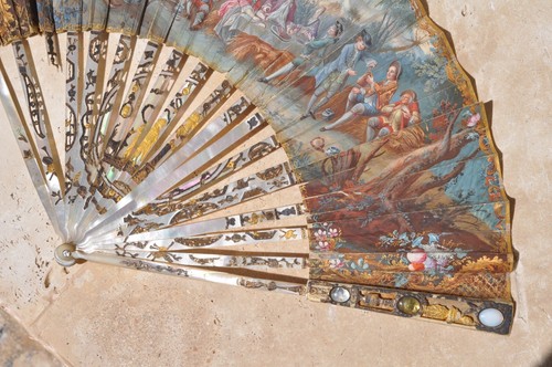 EVENTAIL ANCIEN XVIII A RESTAURER ANTIQUE FAN VENTAGLIO ABANICO - Foto 3 di 12