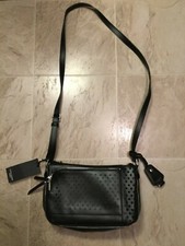 Nwt $328 Olivia Harris Tribeca Black Perforated Leather Zipper Crossbody Purse