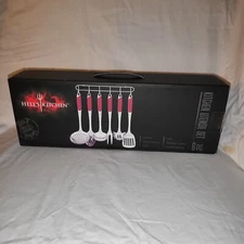 Hell's Kitchen 6 Piece Stainless Steel Utensils with Hanging Rack