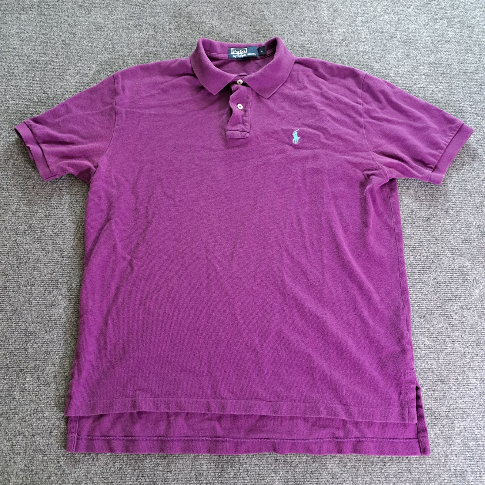 Polo Ralph Lauren Polo Shirt Uomo Taglia Large Viola Manica Corta Blu Pony