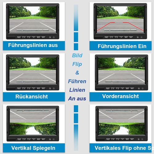 ESSGOO 7" TFT Monitor + Rückfahrkamera Bremsleuchte Für Sprinter VW Crafter W906 - Bild 6 von 14