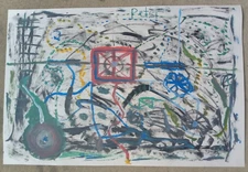 Original Abstract 24 by 36 inch Ultra Contemporary Watercolor Paper Painting