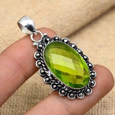Peridot Gemstone Handmade 925 Sterling Silver Jewelry Pendant Gift For Sister