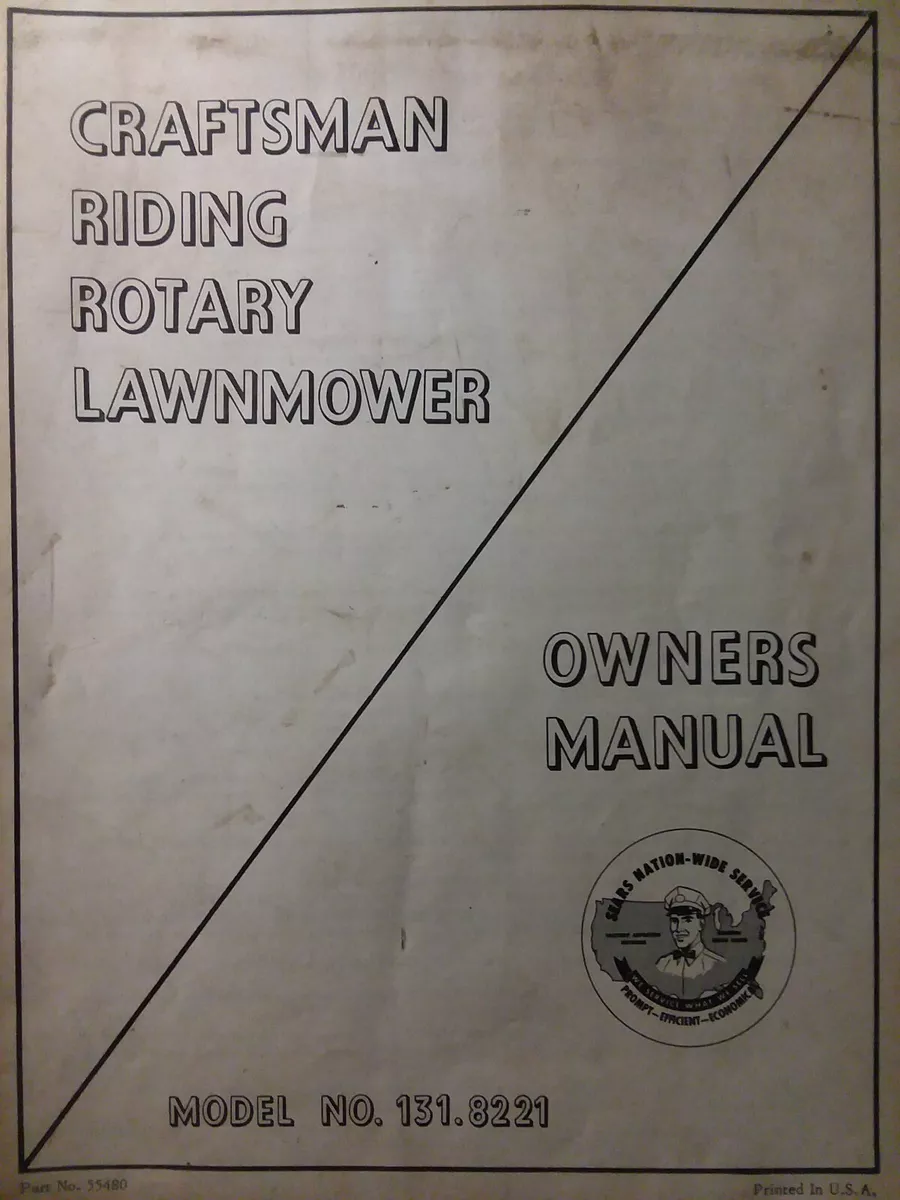 Sears Craftsman 26 Riding Lawn Mower 4.5hp Tractor 131.8221 Owner Parts Manual