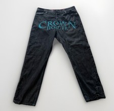Vintage Crown Holder Y2K Baggy Jeans Embroidered 40/34