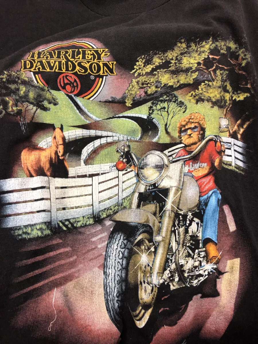 Vintage 3D EMBLEM Harley Davidson T Shirt Xl David Mann Artist