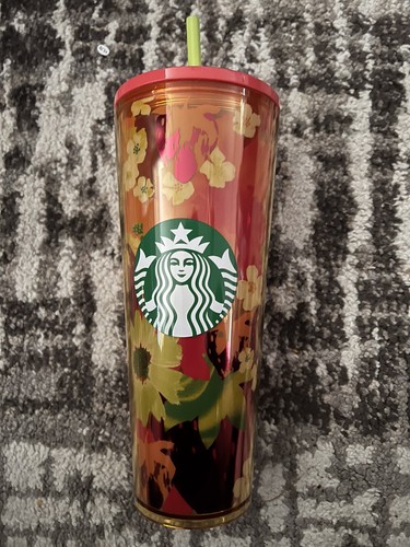 Rare Starbucks Summer 2022 Strawberry Field Flower Venti Tumbler 24oz Cold Cup🍓 - Picture 7 of 8