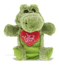 PLUSH I LOVE YOU RED HEART - SUPER SOFT PLUSH HAND PUPPET - ALLIGATOR
