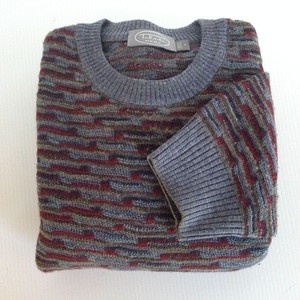 Talbots-Mens-Large-Grey-and-Brown-Long-Sleeve-Knit-Sweater
