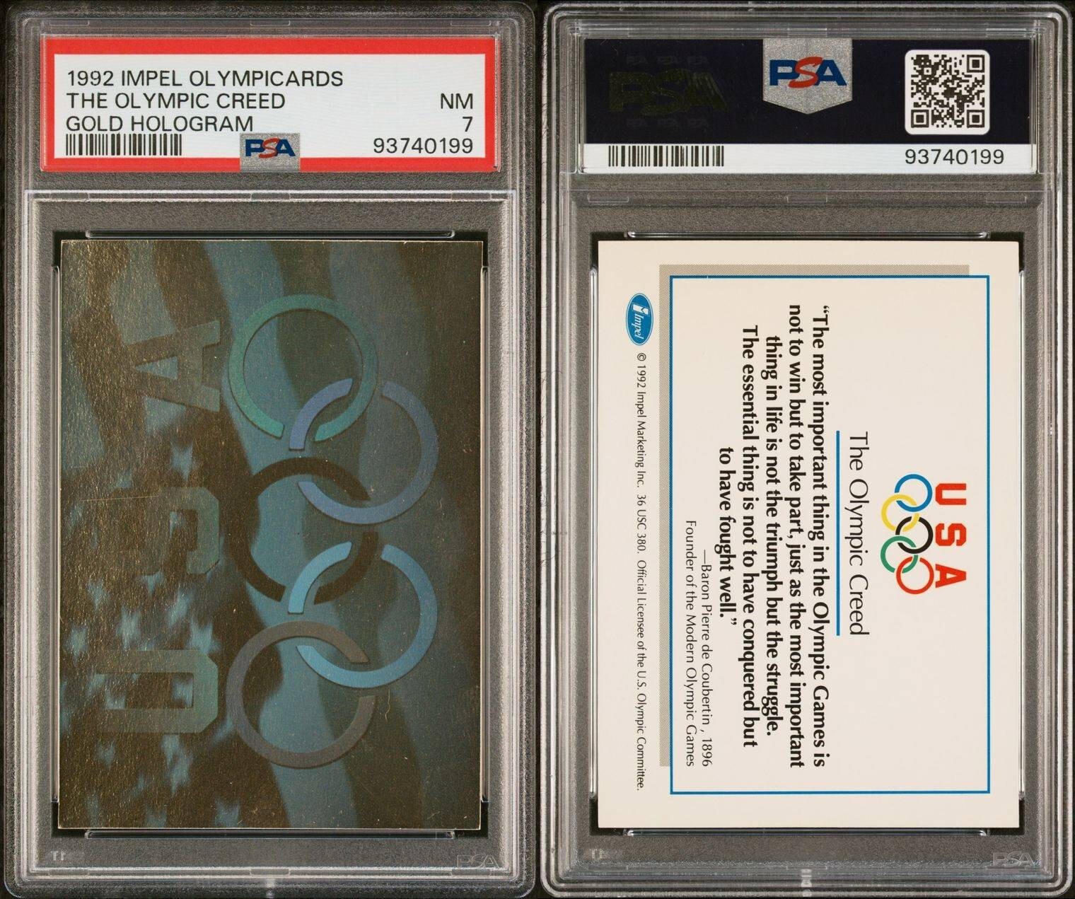 1992 Impel The Olympic Creed Gold Hologram USA