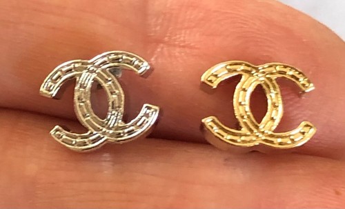 Chanel Iconic Gold & Silver CC Piercing Earrings USED FREE US S/H - Picture 2 of 6