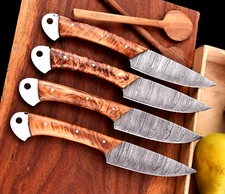 CUSTOM HANDMADE FORGED DAMASCUS STEEL CHEF STEAK KNIFE SET KITCHEN KNIVES 1510