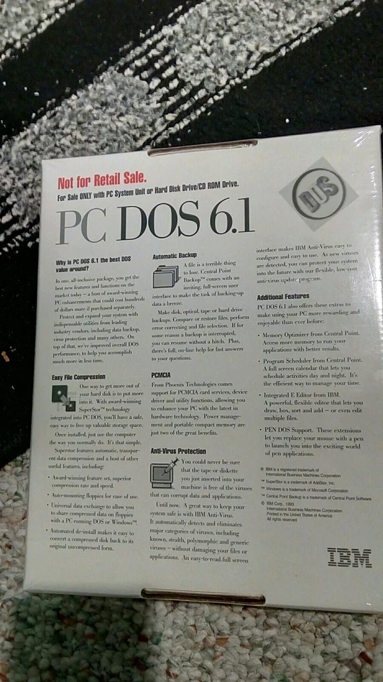 IBM PC DOS 6.1 Software Operating System Vintage 3.5'' disk in box 1993 - Image 2 of 2