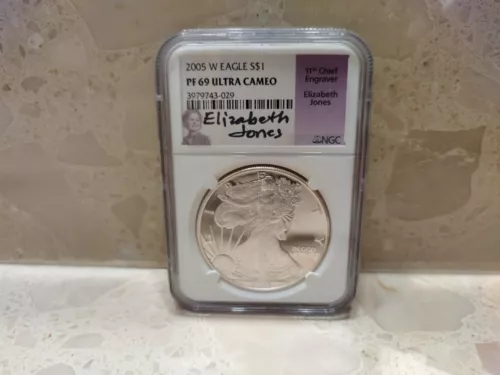 2005 W Proof Silver Eagle-NGC PF69 Ultra Cameo-Elizabeth Jones Signed Label