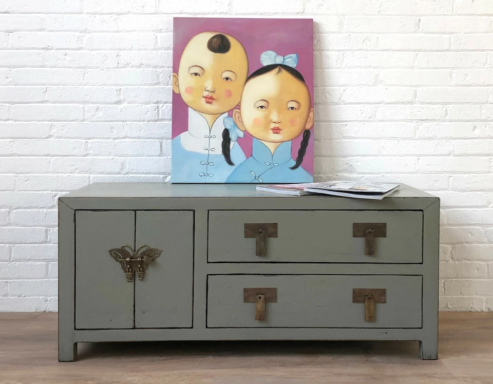 TV-Kommode Möbel Schrank chinesisch orientalisch Lowboard Vintage asiatisch shab - Bild 4 von 4