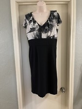 White House Black Market - Black Flutter Cap Sleeve Dress 8 EUC