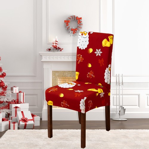 Christmas Chair Cover Elastic Seat Protector Chair Covers for Dining Kitchen 4PC