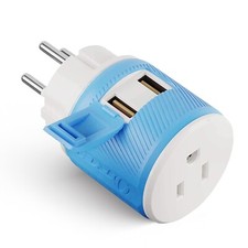 OREI Israel, Palestine Travel Plug Adapter - Dual USB - Surge Protection -Type H