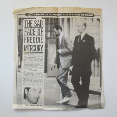 Freddie Mercury - The Sun 1990 Newspaper UK Clipping - 15.11