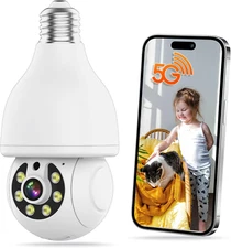E27 Light Bulb Security Camera - 3MP Wireless Indoor/Outdoor Surveillance