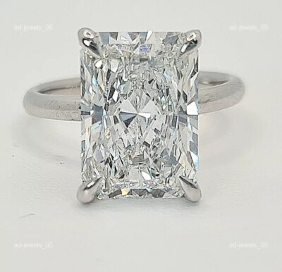 April Birth Diamond Birthday Solitaire Statement Christmas Ring 14K White Gold
