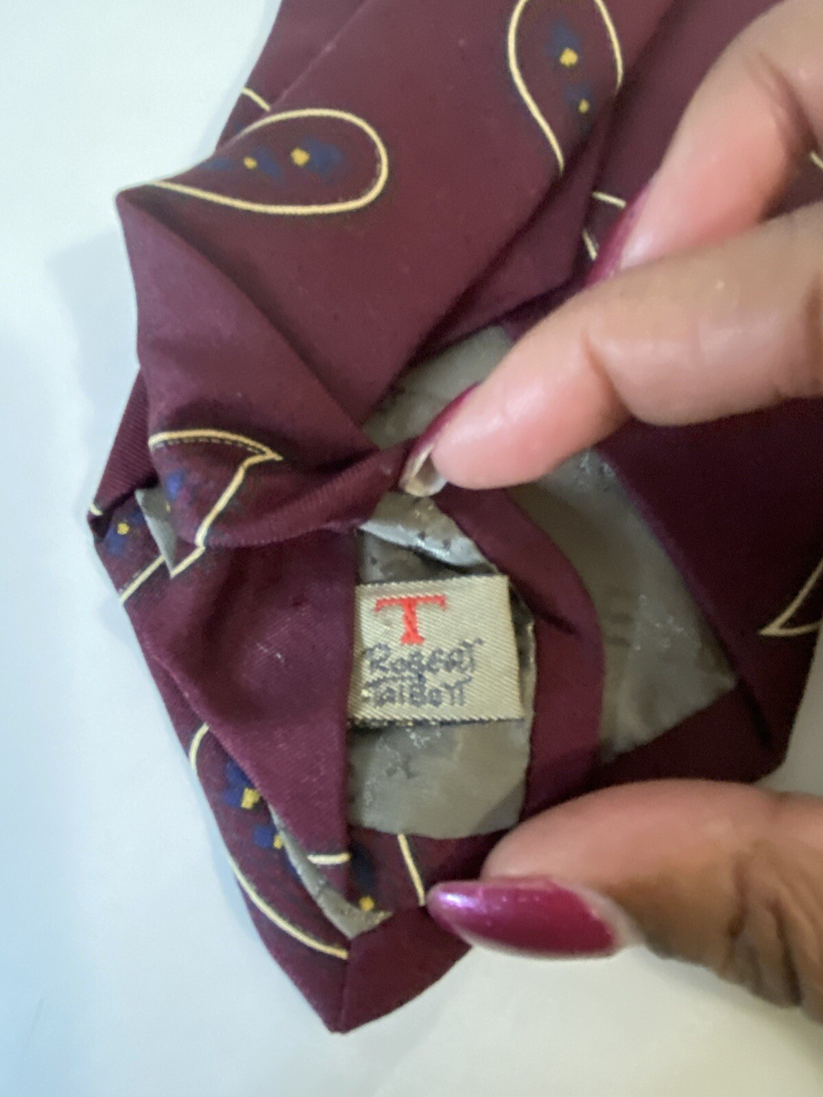 Vintage Robert Talbott Studio classic burgundy pa… - image 4