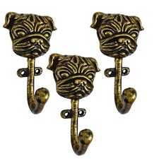 Set of 3 Cast Iron Dog Shape Coat Hooks Wall Art Decor-Dog Shape Hangers and Key