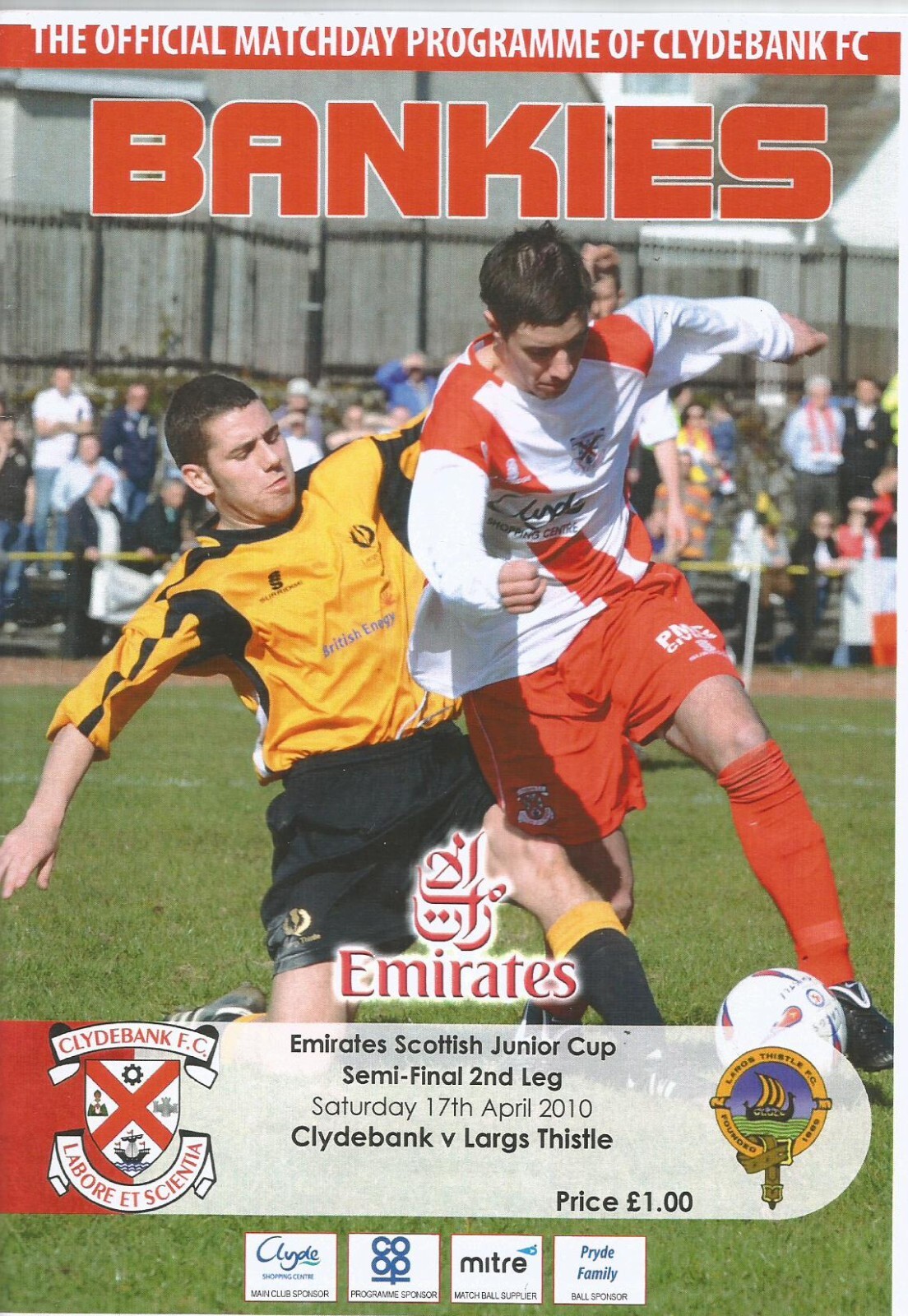 2009/10 Prog CLYDEBANK v LARGS THISTLE (Scottish Junior Cup SEMI FINAL