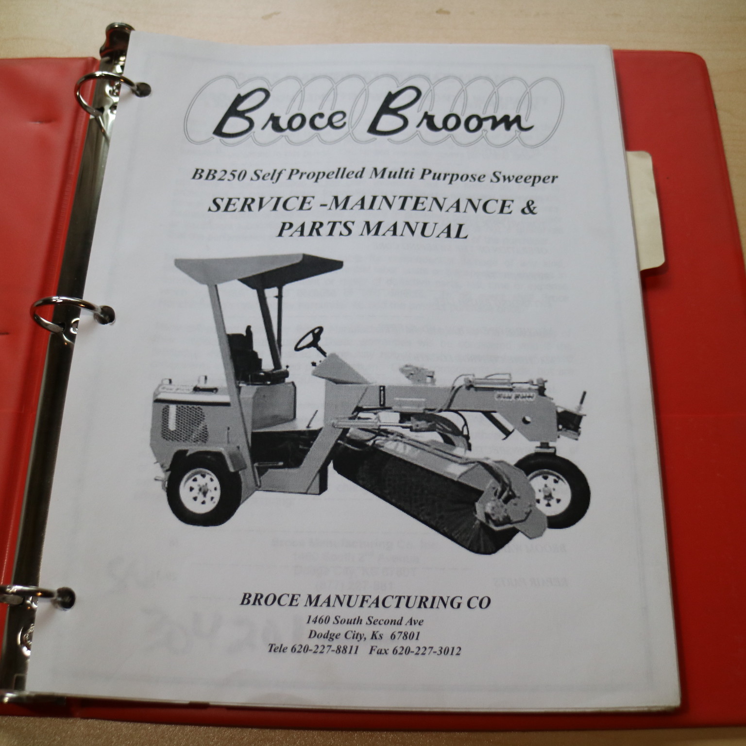 BROCE BROOM BB250 SELF PROPELLED SWEEPER Parts Manual Book catalog