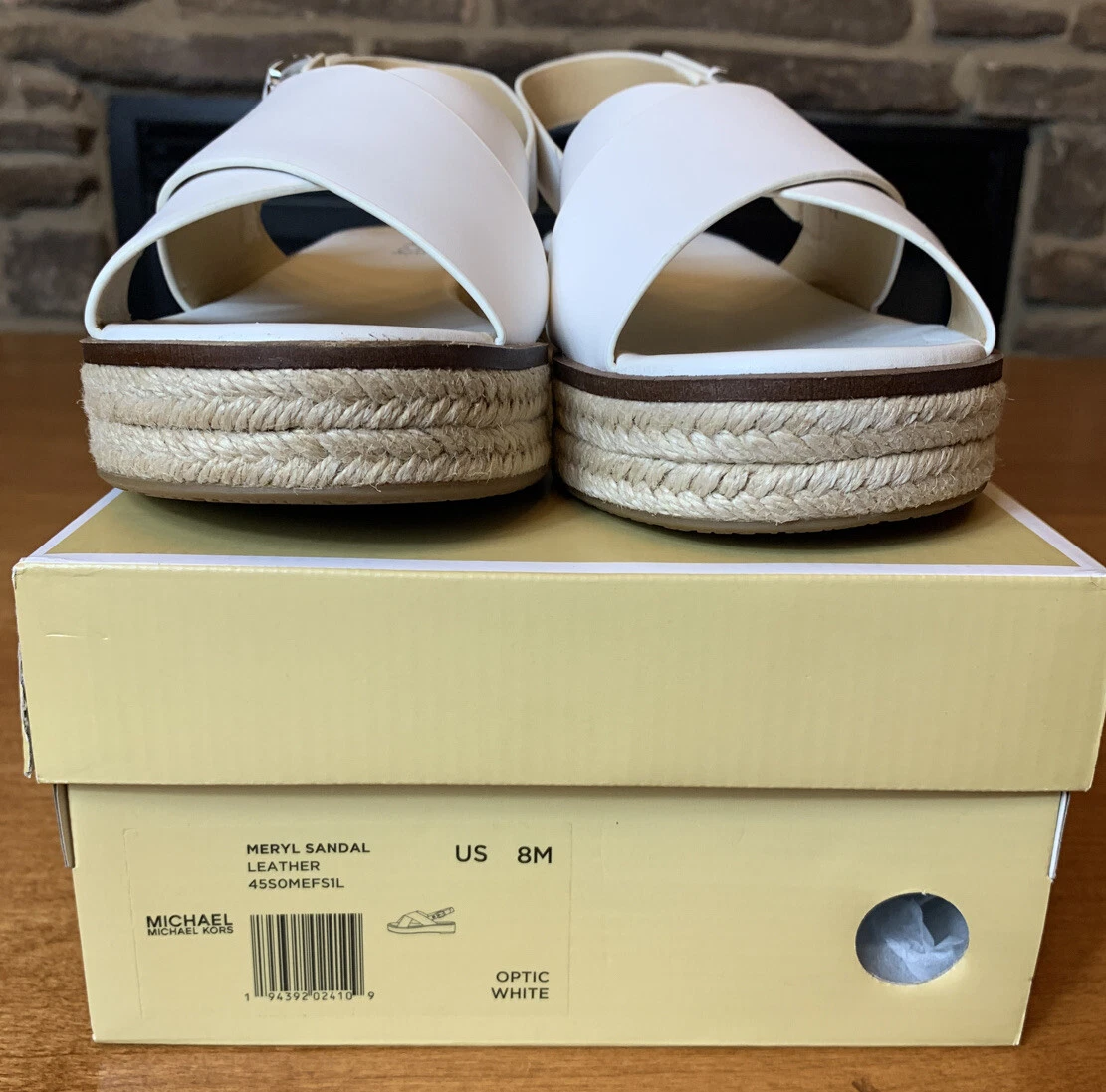 Michael Kors Meryl Criss Cross Espadrille Platform Sandal White Size 8