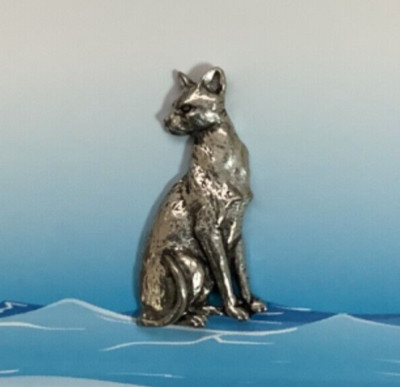Orientalische Kurzhaar Katze Silber Zinn Pin Anstecker (P)