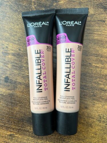 L'Oreal Infallible Total Cover Full Cover Foundation # 303 Nude Beige - 2 Pack