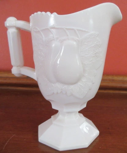 Vintage 1950's JEANNETTE Pale PINK MILK GLASS CREAMER - Baltimore Pear Pattern