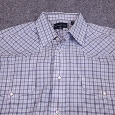 PANHANDLE SLIM Western Pearl Snap Shirt Men XL Blue Plaid Dual Pocket Cowboy