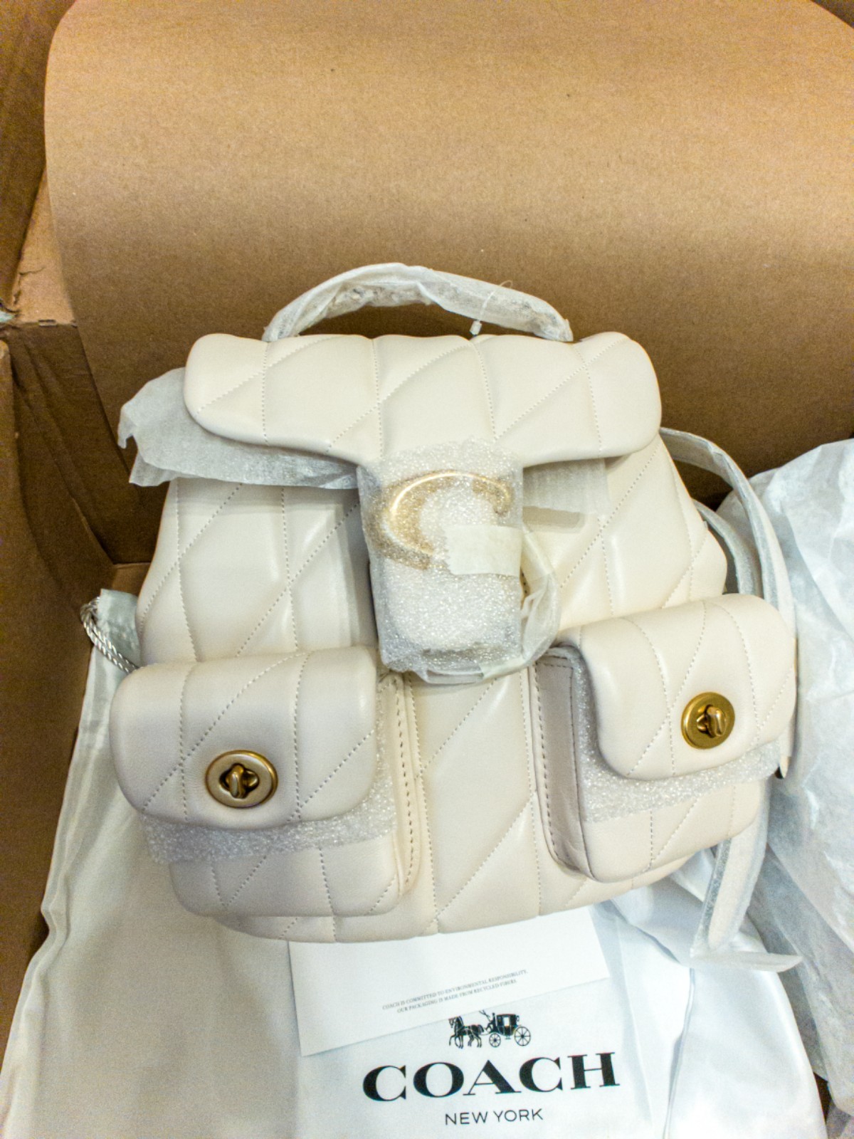 Coach Tabby Quilted Backpack White Chalk CU076 NWT $495 image 7