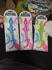 Stretchy Creatures Fidget Toy New Sealed 3 Total 1-Blue 1-Pink & 1-Green Set 