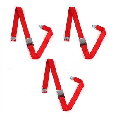 AMC Gremlin 1970 - 1979 Airplane 2pt Red Lap Bench Seat Belt Kit - 3 Belts 