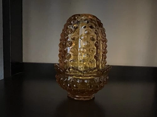 New ListingFenton Amber Glass Hobnail Pattern Decorative Multi-Part Candle Holder