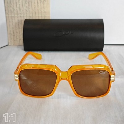 Cazal Sunglasses Orange Golden Frame Brown Lens Unisex Retro