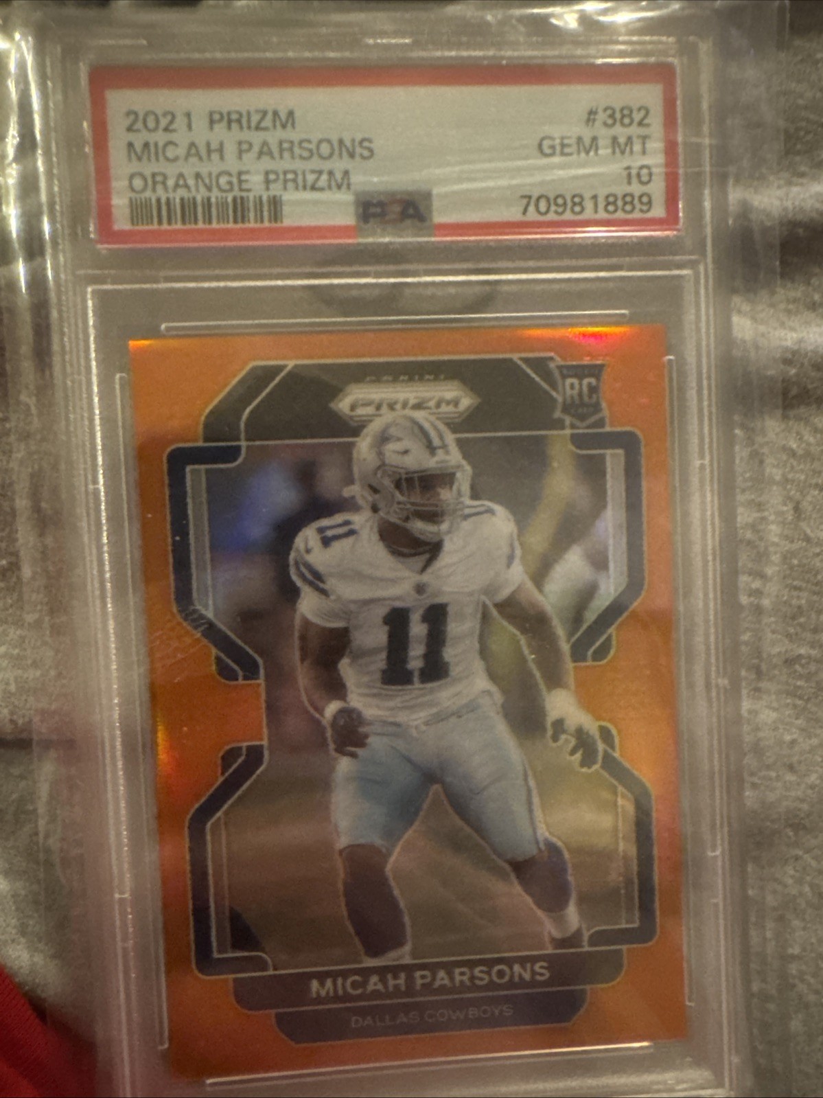 2021 Panini Prizm Rookie Micah Parsons #382 TRUE Orange Prizm SP #/249 Rc Dallas