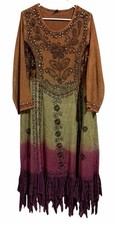Shoreline Long-Sleeved, Ombre-Dyed, Embellished Boho-Style Maxi Dress Women’s OS