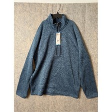 Eddie Bauer Men's Large Quarter-Zip Heathered Blue 1/4 Zip fleece Sweater Nwt