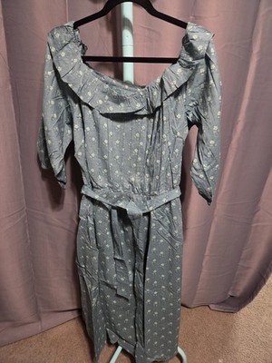 Destination 365 Ruffled Floral Blue Dress. XL. NIP.      A40