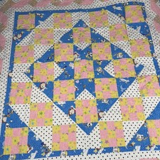 Handmade Baby Kid's Quilt Crib Blanket Yellow Looney Tunes Taz Tweety Bugs Bunny