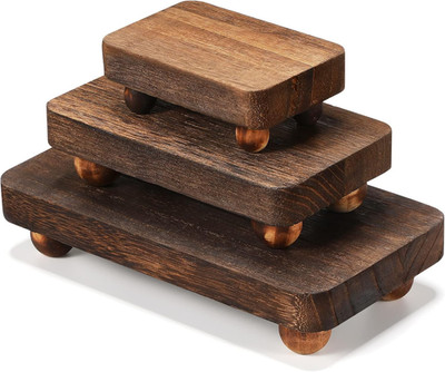 3 Pcs Wooden Risers for Display Pedestal Stand Wooden for Decor Farmhouse Vintag